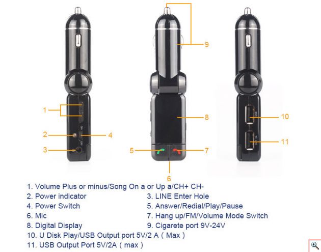 Bluetooth USB/SD MP3 Player & Φορτιστής 2x USB 2,1A Αυτοκινήτου - Car FM Transmitter