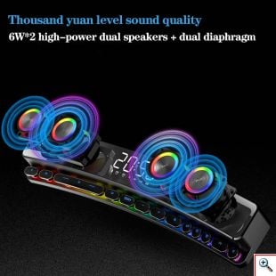 3D Surround Bass 3600mAh Μπάρα Ήχου LED - Gaming Speaker Bluetooth Soundbar Computer Audio Subwoofer AUX FM