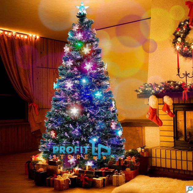 Εντυπωσιακό Χριστουγεννιάτικο Δέντρο Οπτικής ίνας LED StarGlory 150εκ. με RGB Αστέρια Fiber Optic Christmas Tree