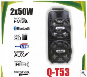 Φορητό Ηχείο Bluetooth Karaoke Party – Subwoofer 2000W με Μικρόφωνο, Τηλεχειρισμό & Διακοσμητικό Φωτισμό LED Andowl Q-T53 – Μαύρο