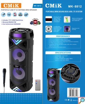 Φορητό Ασύρματο Μεγάλο Ηχείο Bluetooth με Μικρόφωνο Karaoke, LED Φωτισμό, 20W USB/SD/AUX/FM, Οθόνη LCD & Τηλεχειριστήριο - Επαναφορτιζόμενο Ηχοσύστημα
