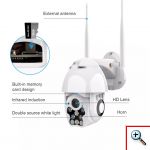 Αδιάβροχη Κάμερα Ασφαλείας WIFI με Συναγερμό & LED Προβολέα Ασύρματη IP FHD 1080p Εξωτερικού χώρου με Νυχτερινή Λήψη, Tracking Αισθητήρα Κίνησης, Ειδοποίησεις στο App, Mic +Ηχείο (Θυροτηλεόραση - Pet Monitor - Ενδοεπικοινωνία Μωρού