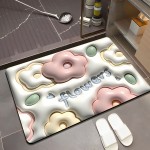 3D Ανάγλυφο Μαλακό Πατάκι Μπάνιου - Αντιολισθητικό & Αδιάβροχο - Flowers - 38 x 58 cm