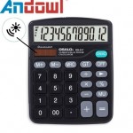 Andowl® Αριθμομηχανή Γραφείου με LCD Οθόνη 12 Ψηφίων με Ηλιακό Πάνελ & Μπαταρία - PN-837