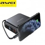 Awei Φορητή Μπαταρία Φορτιστής - Power Bank 15000mAh 2.4A - LED Ένδειξη Μπαταρίας - Θύρες USB-A & USB-C Quick Charge 3.0 Ταχυφορτιστής - Βάση Κινητού