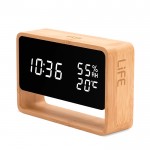Bamboo Ψηφιακό Θερμόμετρο,Υγρόμετρο Εσωτερικού Χώρου με Ρολόι, Ξυπνητήρι, Ημερομηνία και Φωτάκι Νυκτός