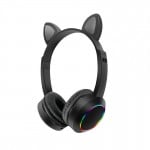 Bluetooth Ασύρματα Ακουστικά Αυτιά Γάτας με Πολύχρωμα Φώτα RGB & Ενσωματωμένο Μικρόφωνο - Wireless Cat Ear Headphones AKZ-K24 Μαύρα