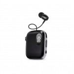 Bluetooth Ακουστικό V6.0 - Hands-free με Κλιπ Πέτου & 90H Αυτονομία - ENC, Ταχεία Φόρτιση, Αναδιπλούμενο Καλώδιο & Ψηφιακή Οθόνη Μαύρο