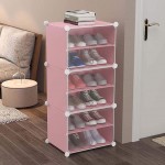 DIY Αυτοσχέδια Ντουλάπα / Παπουτσοθήκη - Σετ 3 Κύβοι με 6 Ράφια 44x31x96cm - Plastic Storage Cabinet Ροζ