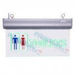 Eπαναφορτιζόμενη Πινακίδα Γυάλινης Επιφάνειας Διπλής Όψης LED Σήμανσης Τουαλέτας - Toilets