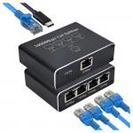 Ethernet Splitter 1 σε 4 Gigabit – Σύνδεση 4 Συσκευών Ταυτόχρονα - 1000Mbps, Τροφοδοσία USB-C, Plug & Play για PC, TV, Router
