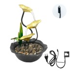 Feng Shui Minimal Διακοσμητικό Συντριβάνι LED Εσωτερικού και Εξωτερικού Χώρου με Χρυσά Φύλλα και Θερμό Λευκό Φωτισμό 220V 33x23x22εκ.