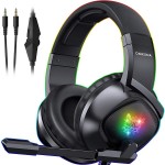 Gaming Headset Over Ear με RGB LED & Μικρόφωνο για PC, Laptop, PS4 & Smartphone Ακουστικά Onikuma K19 - Μαύρο
