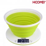 Hoomei® Γυάλινη Ψηφιακή Ζυγαριά Ακριβείας Κουζίνας 1gr - 5kg με Πτυσσόμενο Μπόλ HM-1230