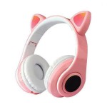 LED Bluetooth Ασύρματα Cat Ear P39M Ακουστικά Αυτιά Γάτας με Εναλλασσόμενο Φωτισμό - Wireless Cat Ear Headphones Ροζ