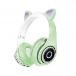 LED Bluetooth Ασύρματα Cat Ear P39M Ακουστικά Αυτιά Γάτας με Εναλλασσόμενο Φωτισμό - Wireless Cat Ear Headphones Πράσινο