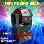 LED Φωτορυθμικό Περιστρεφόμενη Κεφαλή 2 x 360 μοίρες RGBW DMX 512  - 16 x LED Mini Moving Head