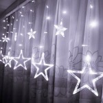 LED Χριστουγεννιάτικα Φωτάκια Ασύμμετρη Κουρτίνα 3μ σε Σχήμα Αστεριού με Λευκό Ψυχρό Φώς LED Christmas Lights Star