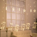 LED Χριστουγεννιάτικα Φωτάκια Κουρτίνα 3μ σε Σχήμα Ελαφιού με Λευκό Θερμό Φώς - Αστεριού LED Christmas Lights Star