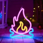 LED Επιτοίχιο Διακοσμητικό Φωτιστικό Neon με Τροφοδοσία USB ή Μπαταρίες με Σχέδιο Φλόγα σε Ροζ, Μπλε και Κίτρινο Χρώμα