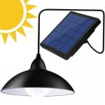 Mini Αδιάβροχο Ηλιακό Φωτιστικό Οροφής 19 LED 6000K Λευκού Φωτισμού με Χειριστήριο & Χρονοδιακόπτη - 20W Solar LED Lamp