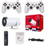 Mini Προβολέας Android 11 – 4K Home Cinema & Gaming - WiFi, Bluetooth, 2 Χειριστήρια, 180° Περιστροφή, 130 ίντσες, HDMI