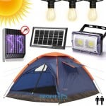 Pack & GO CAMPING Set με Σκηνή UV-BLOCK - Ηλιακό Σύστημα Φωτιστικό, Γιρλάντα με Λάμπες LED & Φορτιστή USB - UV Εντομοκτόνο Αντικουνουπικό Μπαταρίας