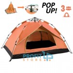 Pop Up Αυτόματη Σκηνή 1ος λεπτού Igloo Camping 3 Ατόμων - Καλοκαιρινή Αδιάβροχη - 200x150x130εκ Πορτοκαλί