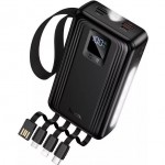 Power Bank 20000mAh – Ταχεία Φόρτιση 22.5W - Ενσωματωμένα Καλώδια, Power Delivery, LED Οθόνη & Φακός, 2x USB-A