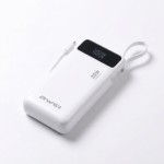 Power Bank 20000mAh 35W PD – Γρήγορη Φόρτιση με Ενσωματωμένα Καλώδια Type-C & Lightning, Οθόνη LED Λευκό