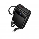 Power Bank Hoco DYM12 20000mAh 22.5W με Ενσωματωμένα Καλώδια Type-C & Lightning - Γρήγορη Φόρτιση PD QC, Οθόνη LED, Μαύρο
