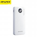 Power Bank - Φορητή Μπαταρία Φορτιστής 10000mAh με 4 Καλώδια Lightning, Type-C, Micro USB, USB - LED Ένδειξη Μπαταρίας - Awei P133K-Λευκό