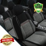 Premium Σετ Universal Ανατομικά Καλύμματα Καθισμάτων Αυτοκινήτου από Αφρώδες Ύφασμα σε Μαύρο/Γκρι Χρώμα με Κόκκινη Ρίγα 7τμχ