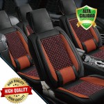 Premium Σετ Universal Ανατομικά Καλύμματα Καθισμάτων Αυτοκινήτου από Αφρώδες Μαύρο Pu Leather με Λεπτομέρειες από Καφέ Ύφασμα 7τμχ