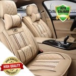 Premium Σετ Universal Ανατομικά Καλύμματα Καθισμάτων Αυτοκινήτου από Αφρώδες Ύφασμα/Pu Leather σε Μπεζ Χρώμα 7τμχ