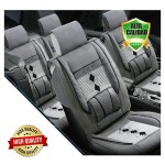 Premium Σετ Universal Ανατομικά Καλύμματα Καθισμάτων Αυτοκινήτου από Αφρώδες Γκρι Pu Leather με Λεπτομέρειες από Γκρι/Μαύρο Ύφασμα 7τμχ