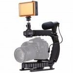 Puluz® Σταθεροποιητής Χειρός DSLR Sport Action Camera Smartphone Μικρόφωνο με Φωτισμό LED - U-Grip Gimbal & Stabilizers Vlog Set