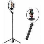 Selfie Stick Τρίποδο με Ring Light 1.75m – Επαγγελματικός Φωτισμός για Vlogging - Ασύρματο Χειριστήριο, Αλουμίνιο, 3 Τόνοι Φωτός