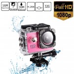 Super Extreme Αδιάβροχη Κάμερα Δράσης FHD 1080p 2.0in - Action Camera με Πλήρη Αξεσουάρ - Ροζ