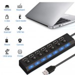 TREQA Αντάπτορας - USB HUB Γρήγορης Φόρτισης & Μεταφοράς Δεδομένων έως 5Gbps με 7 Θύρες USB 3.0 LED Φωτισμό Λειτουργίας & Διακόπτες On, Off