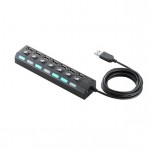 USB Hub 2.0 Hi-Speed 7 Θέσεων με διακόπτες ON/OFF και LED