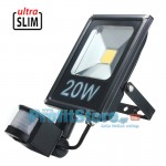 Ultra Slim Προβολέας LED 20w με Ανιχνευτή Κίνησης Λευκό 6000K Υψηλής Φωτεινότητας