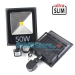 Ultra Slim Προβολέας LED 50w με Ανιχνευτή Κίνησης Λευκό 6000K Υψηλής Φωτεινότητας