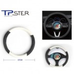 Universal Αντιολισθητικό Κάλυμμα Τιμονιού Suede 37cm - Άσπρο-Μαύρο