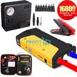 Σετ SOS Jump Starter & Κομπρεσέρ Αυτοκινήτου - 16800mAh Εκκινητής Power Bank USB & Τρόμπα Αέρος με LED Φακό Αστυνομίας & Κόφτη Ζώνης