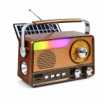 Ρετρό Bluetooth Ραδιόφωνο - Ηλιακή Φόρτιση, RGB Φωτισμός & Φακός - FM/AM/SW, USB/TF, Φορητό Ηχείο για Κάμπινγκ & Σπίτι