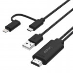 Καλώδιο Lightning / USB-C σε HDMI 2K, 1.8m - Σύνδεση κινητού σε τηλεόραση, οθόνη ή προβολέα