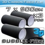 Διακοσμητικές Αυτοκόλλητες Ταινίες 3D CARBON - Σετ 3 Ρολών 7×500cm
