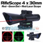 Διόπτρα Μονόκυαλο Σκοπευτικό - Hunting Rifle Scope 4x 30mm Illuminated  Red Laser
