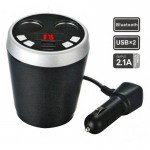 Ασύρματος Πομπός Αυτοκινήτου Bluetooth USB/SD MP3 Player & Φορτιστής USB με 2 θέσεις Αναπτήρα - Cup Holder Car FM Transmitter